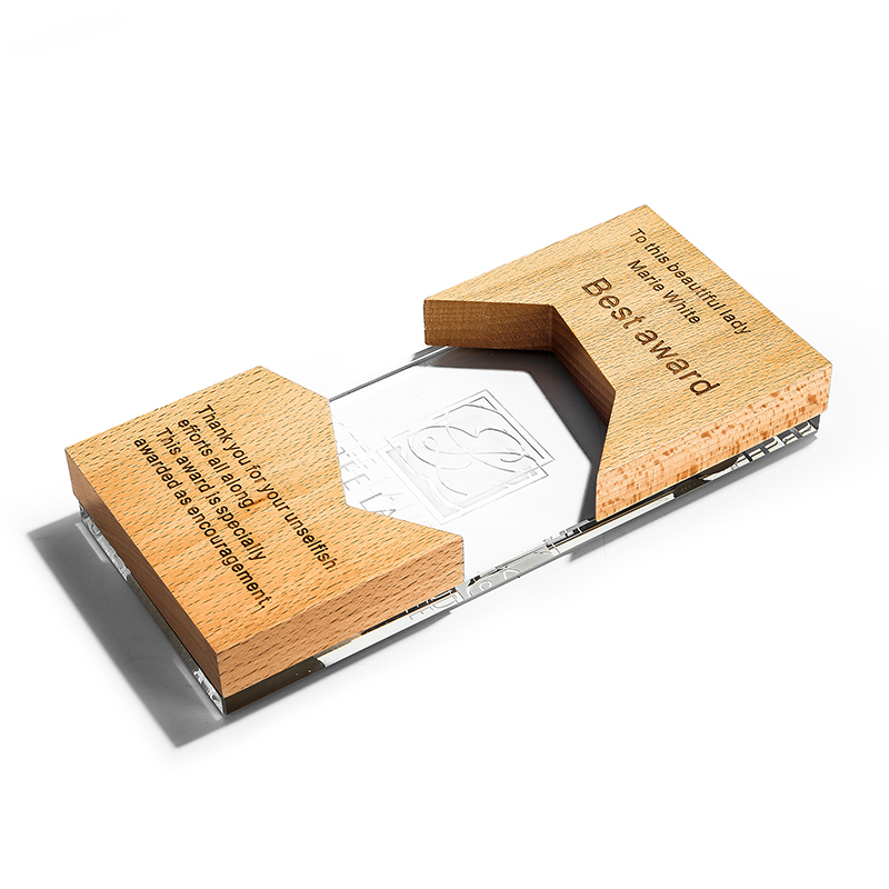 Fashion China MDF Cube Shape UV Printed Engraving Awards Trophies for Office Gift