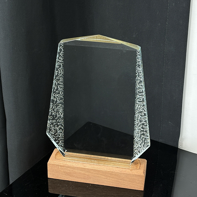Blank Diamond Plaque Crystal Trophy with Wooden Base  MH-LJ0721
