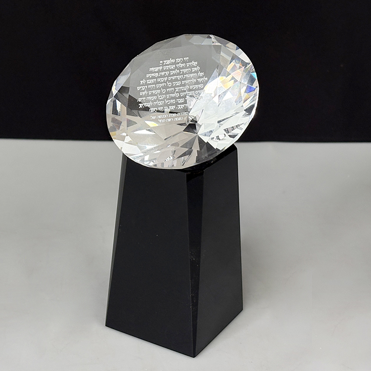 Clear Glass Diamond Crystal Award Trophy with Black Base MH-LJ0687