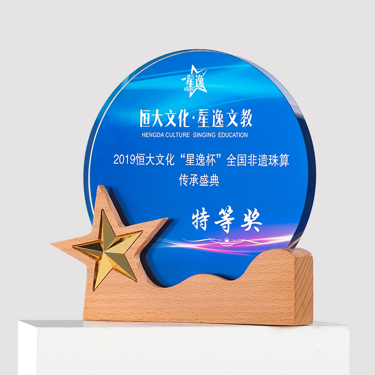 Wholesale Professional Wooden Plaques Awards Color Printing Custom Crystal Trophy
