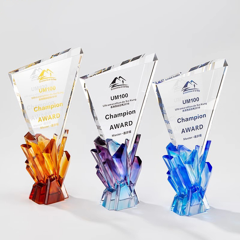 Customizable Creative Glass Crystal Trophies Enterprise's Outstanding Employees Annual Meeting Award Other Crystal Crafts