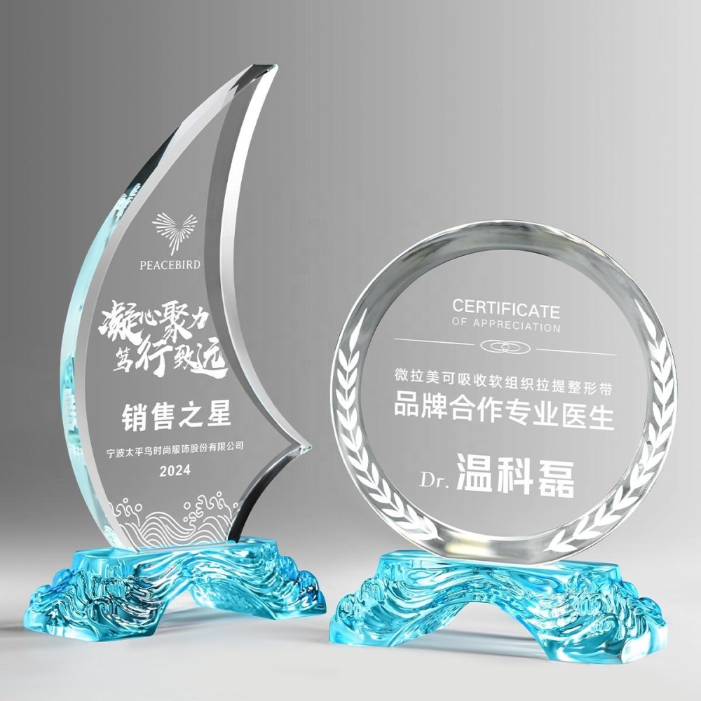 Honor Creative Crystal Trophy Wave Design Award Riding the Waves Prize Other Crystal Crafts Gift