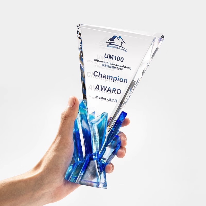 Customizable Creative Glass Crystal Trophies Enterprise's Outstanding Employees Annual Meeting Award Other Crystal Crafts