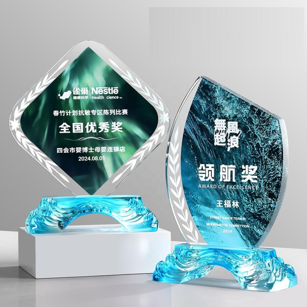 Honor Creative Crystal Trophy Wave Design Award Riding the Waves Prize Other Crystal Crafts Gift