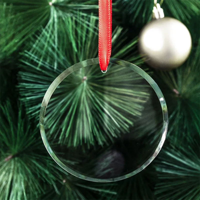 Fashion Round Crystal Ornaments Blank Christmas Pendants Tree Hanging Crystal Glass Pendant Decorations