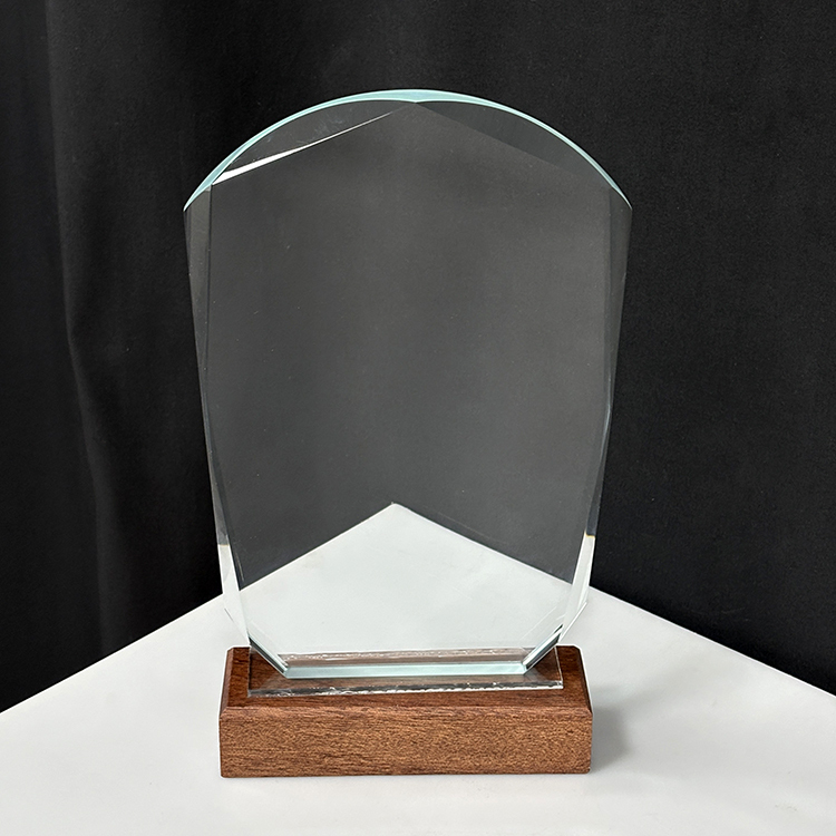 Blank Plaque Crystal Trophy with Wooden Base  MH-LJ0730