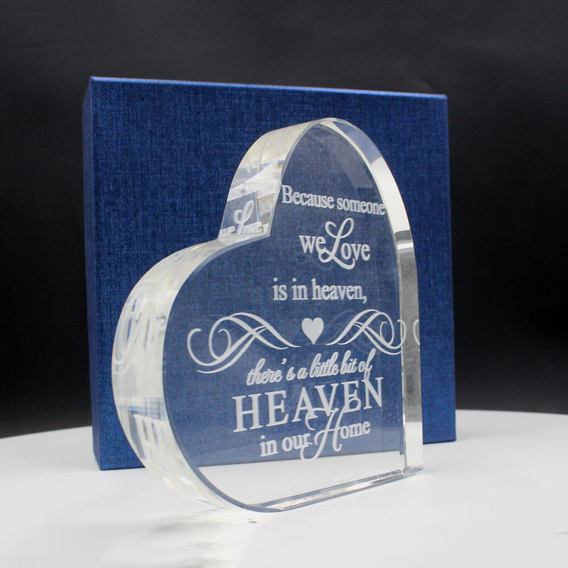 Honor of Crystal Personalized 2d 3d Crystal Text Engraved Blank Heart-shaped Laser Cube