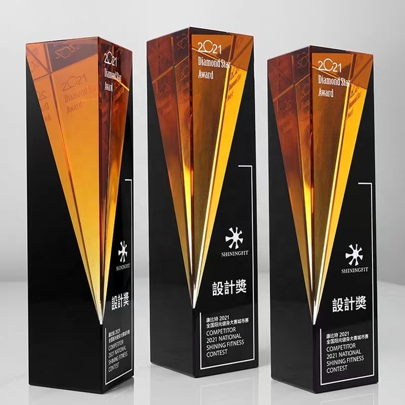 Factory Wholesale Personalized Custom Crystal Trophy Text Logo Engrave Crystal Award School Ceremony Corporate Recognition Prize