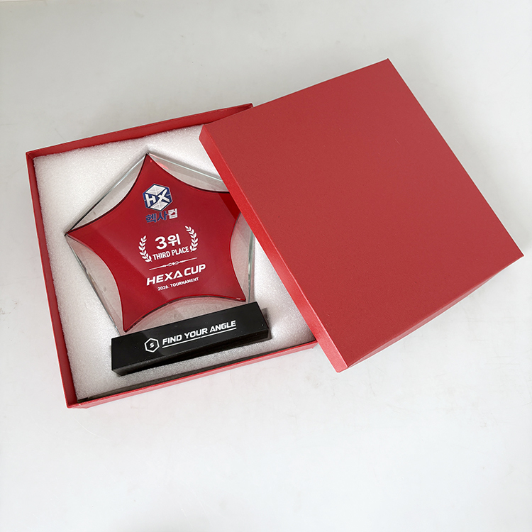 Red Star Optical Crystal Glass Trophy Plaque MH-LJ0628