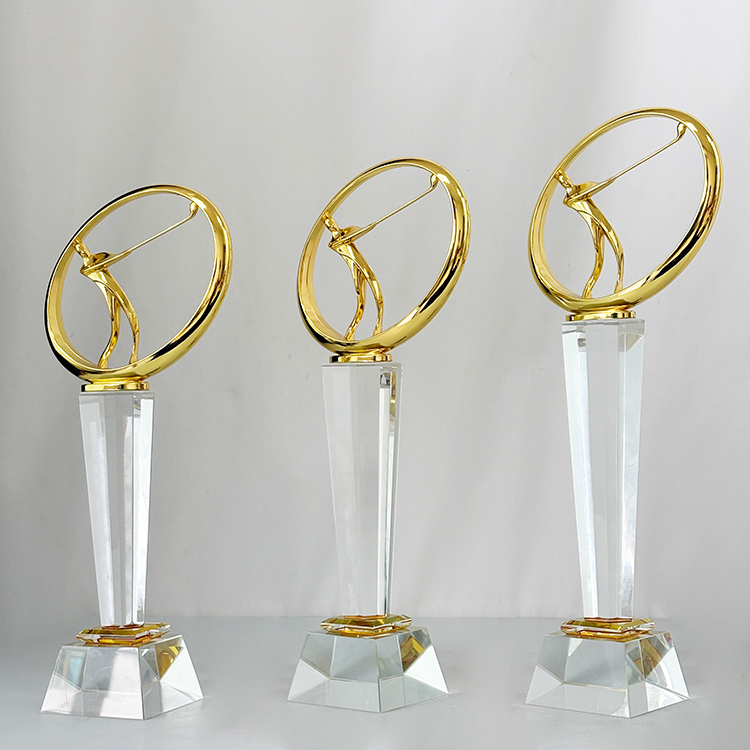 Gold Metal Golfer Crystal Golf Sports Trophy MH-LJ0615