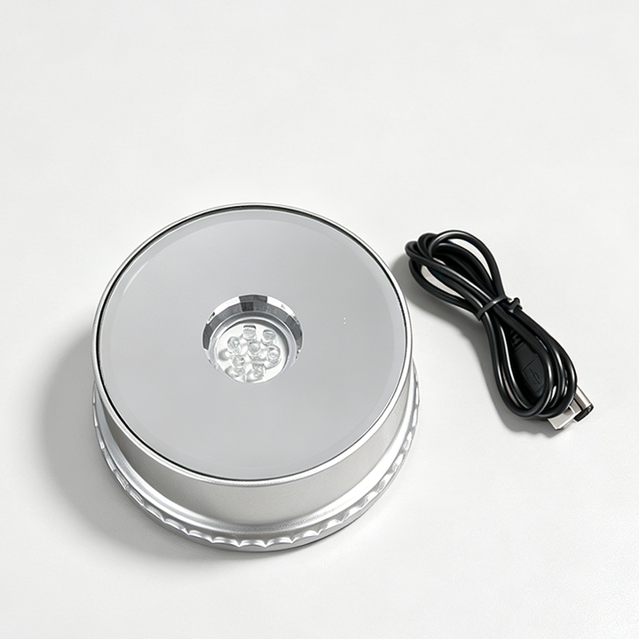 Yilan LB04 LED Silver Plastic Base Laser Engraved Color Lighting Night Light Round Base DIY Customizable Decoration
