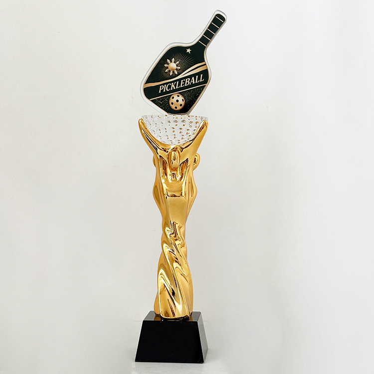 Gold Silver Bronze Resin Glass Crystal Pickleball Sports Trophy MH-LJ0599