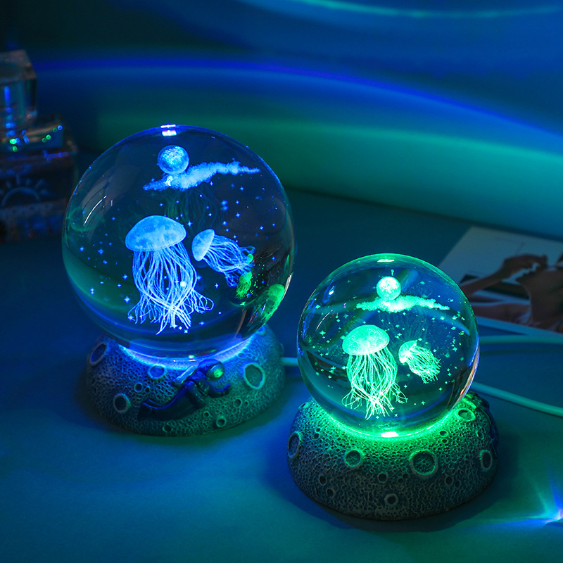 Drop Shipping Wholesale Art Crystal Ball Night Lamp 3d Luminous Solar System Crystal Ball Decoration Led Night Lights