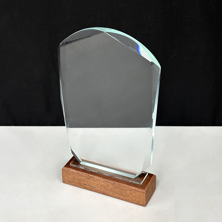 Blank Plaque Crystal Trophy with Wooden Base  MH-LJ0730