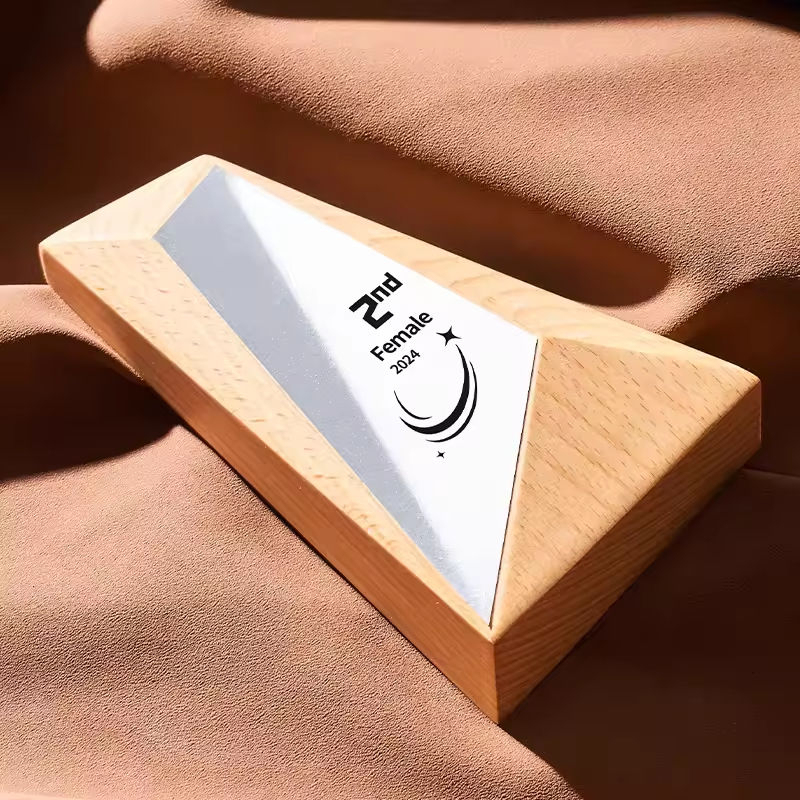 JN Customized Wooden Trophy Awards Crystal Custom Laser Engraving With Wordings or Text for Sports Events
