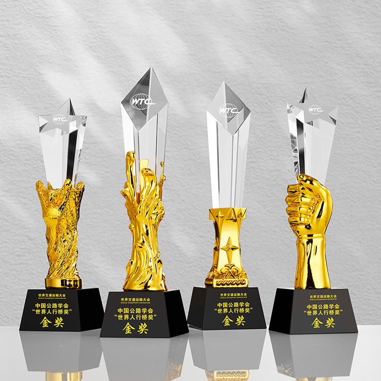 Custom Engraved Star Crystal Trophy Award with Personalized Logo for Corporate Recognition Ceremony