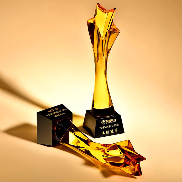 Yellow Star Tower Crystal Glass Awards Trophies MH-LJ0682