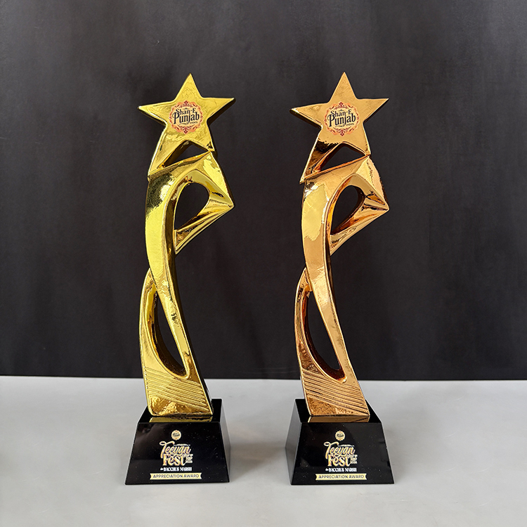Gold Bronze Resin Star Crystal Plaque Crystal Trophy Award MH-LJ0450
