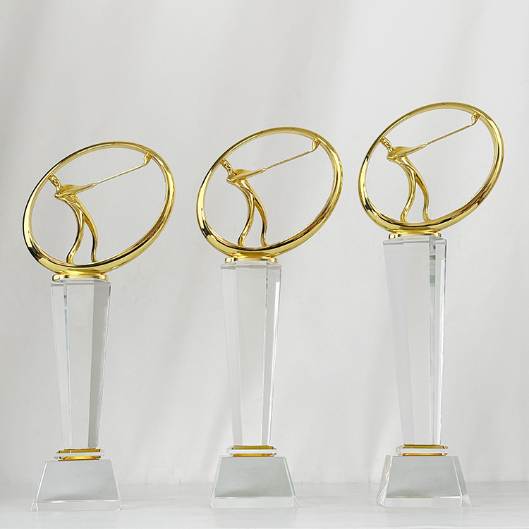 Gold Metal Golfer Crystal Golf Sports Trophy MH-LJ0615