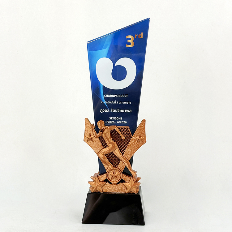 2025 New Design 3D Print Gold Silver Bronze Running Race Sports Crystal Glass Awards Trophy MH-LJ0699