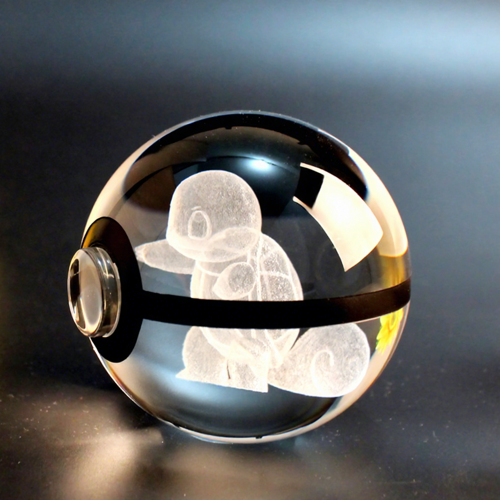 Glowing Pokeball Glass Crystal 8cm Pokemon Go Balls Night Lights Painting Handmade 3D Engraved Christmas Toys Gift Wholesale