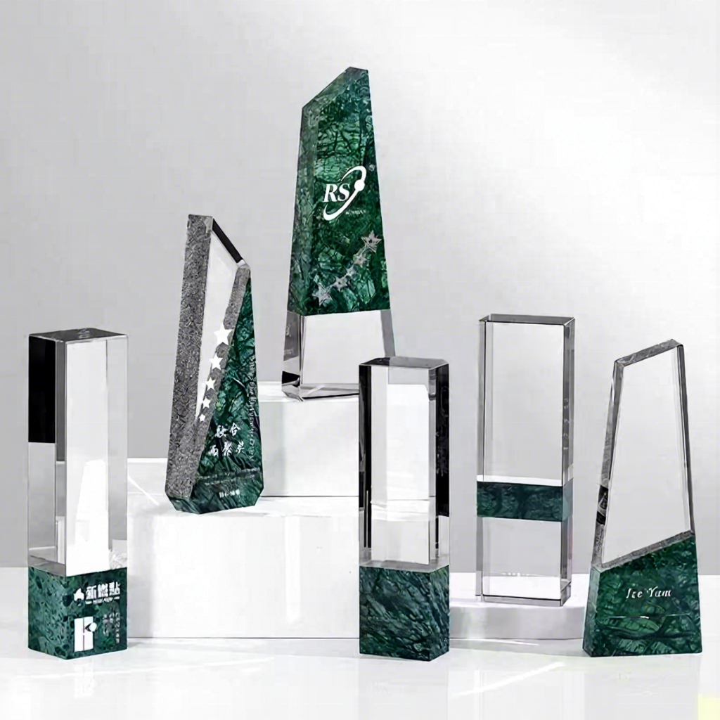 Engraved Crystal Trophy Bases Pyramid Style UV Printing Corporate Glory Professional Custom Logo