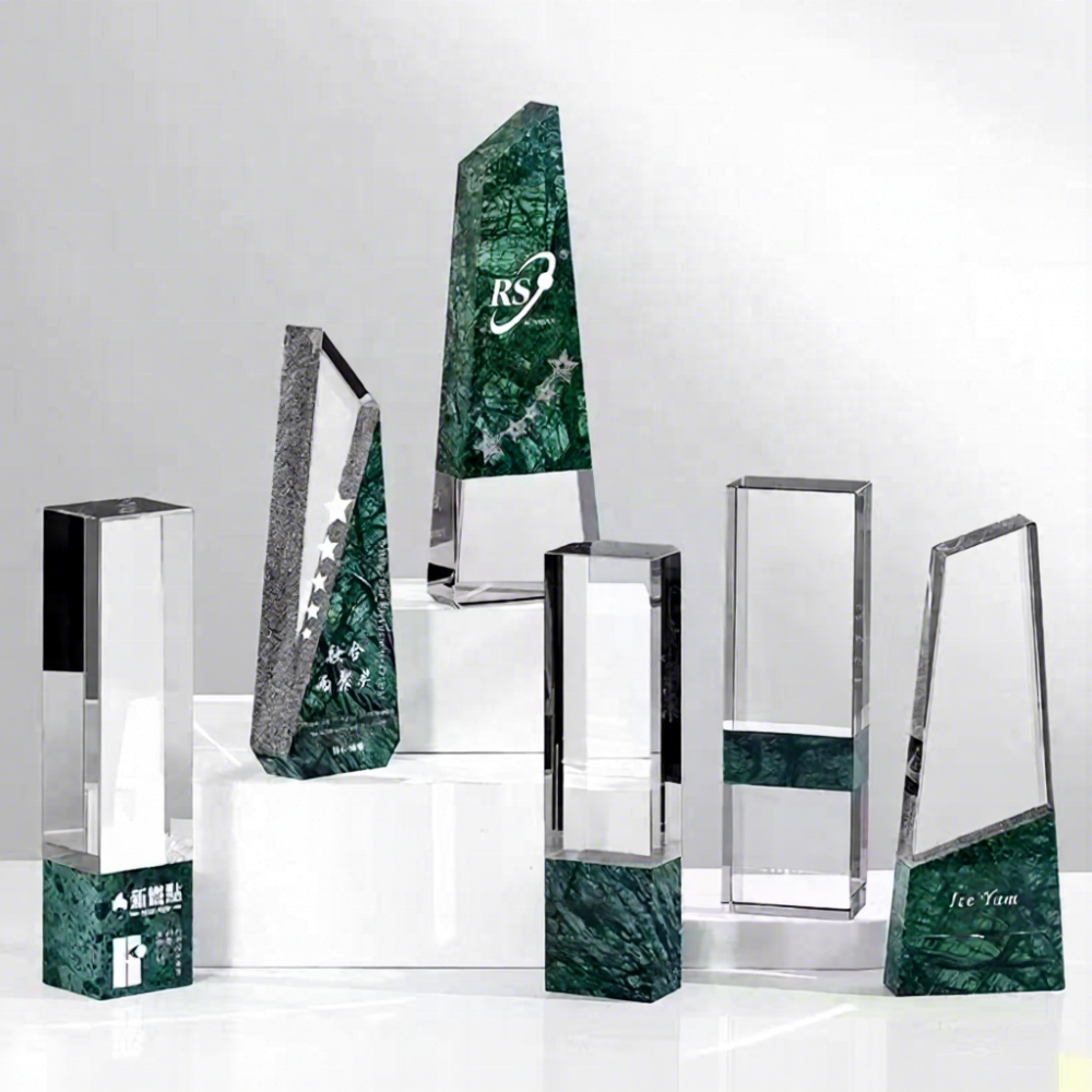 Engraved Crystal Trophy Bases Pyramid Style UV Printing Corporate Glory Professional Custom Logo