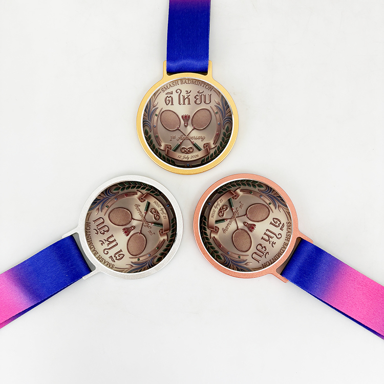 Personalized Gold Silver Bronze Metal Round Crystal Glass Medallion Medal MH-LJ0695