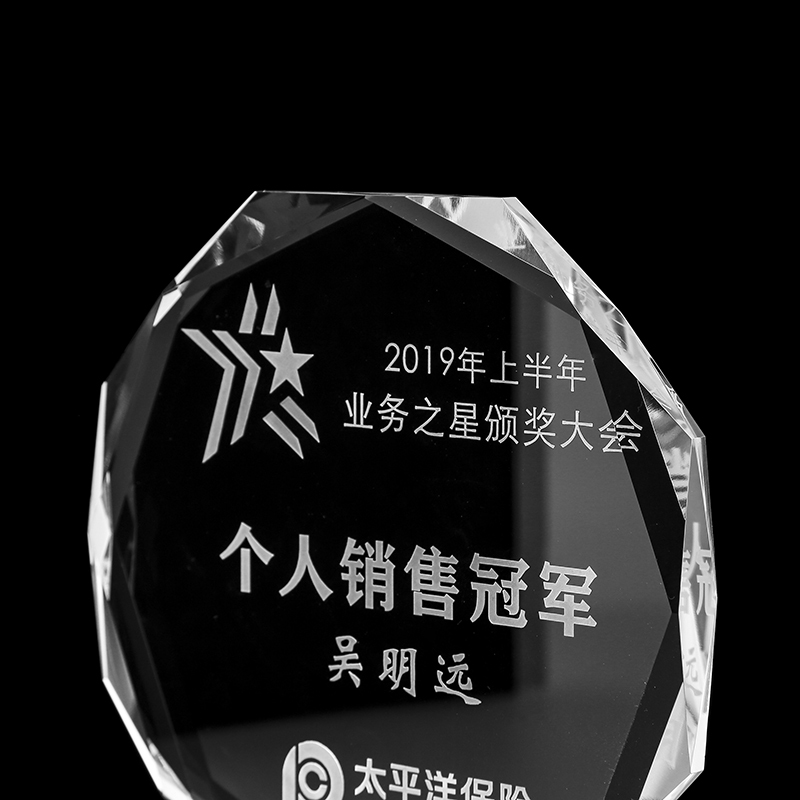 Carved Authorization University College Company Personalized Crystal Award With Wooden Base Plaque Glass Trophy Award