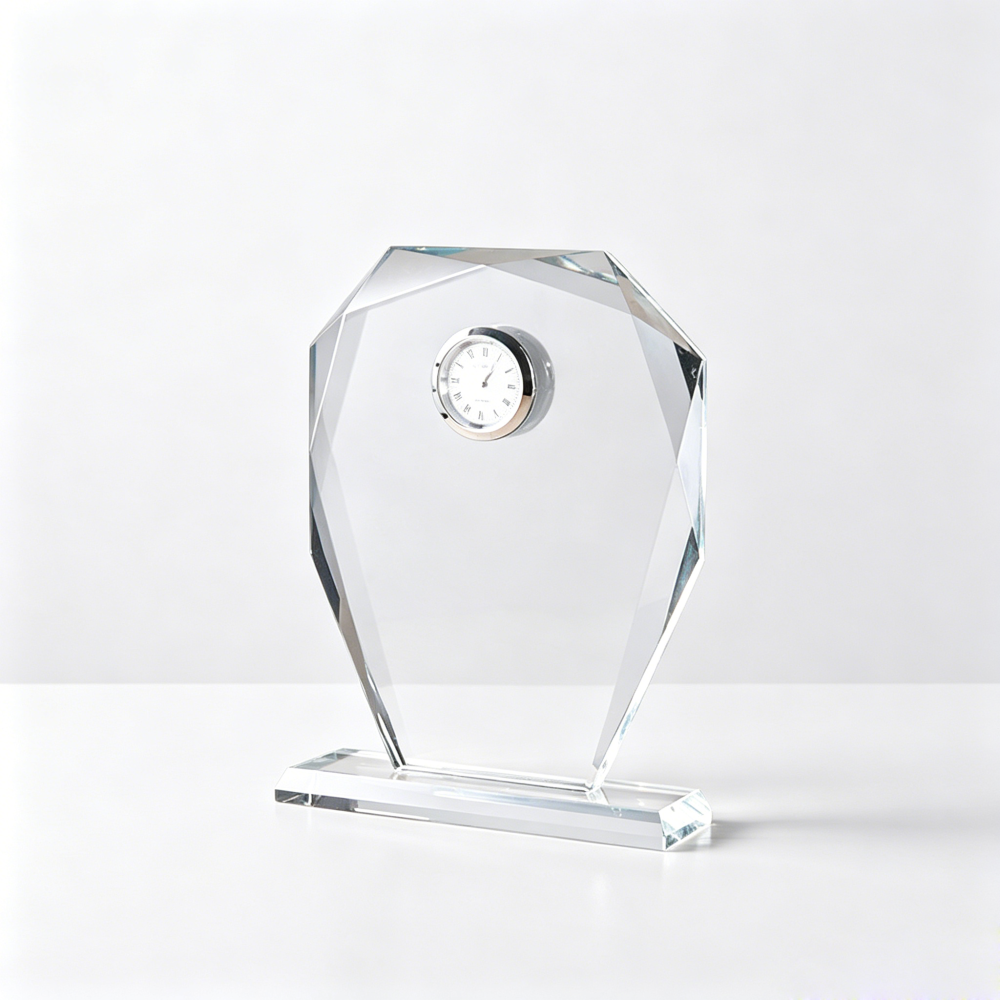 Crystal Clock Trophy Award Custom Engraved Crystal Award Clock Trophy for Business Souvenir