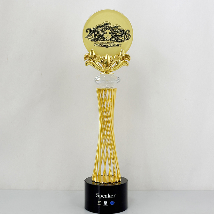 Gold Metal with Round Crystal Trophy Awards MH-LJ0654
