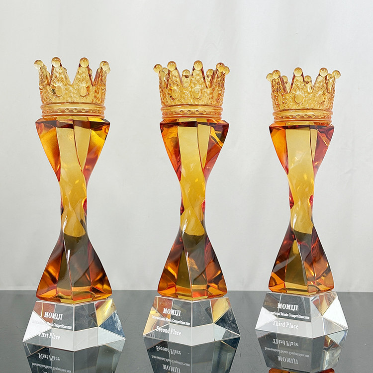 Amber Crown Crystal Glass Awards Trophy MH-LJ0627