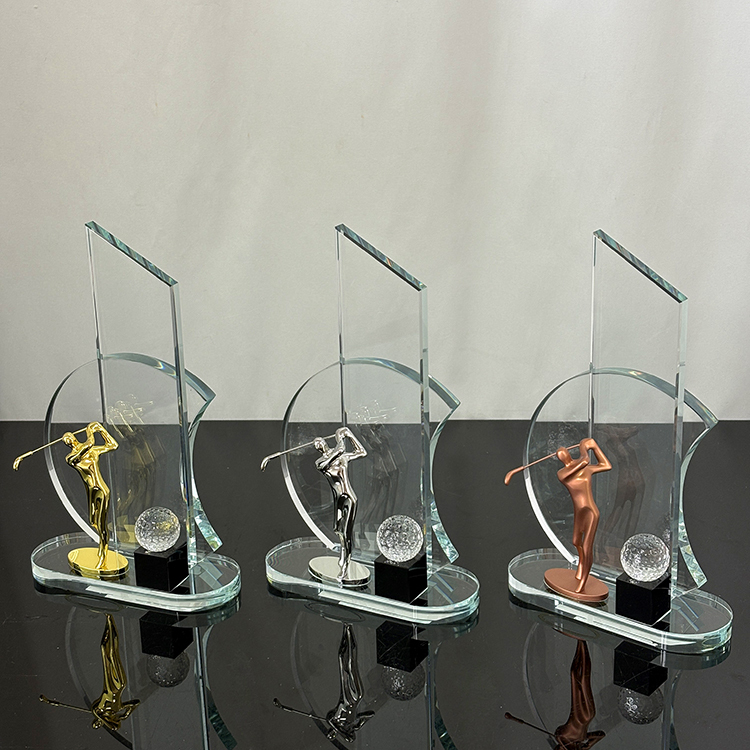Gold Silver Bronze Metal Golfer Crystal Golf Sports Trophy MH-LJ0720