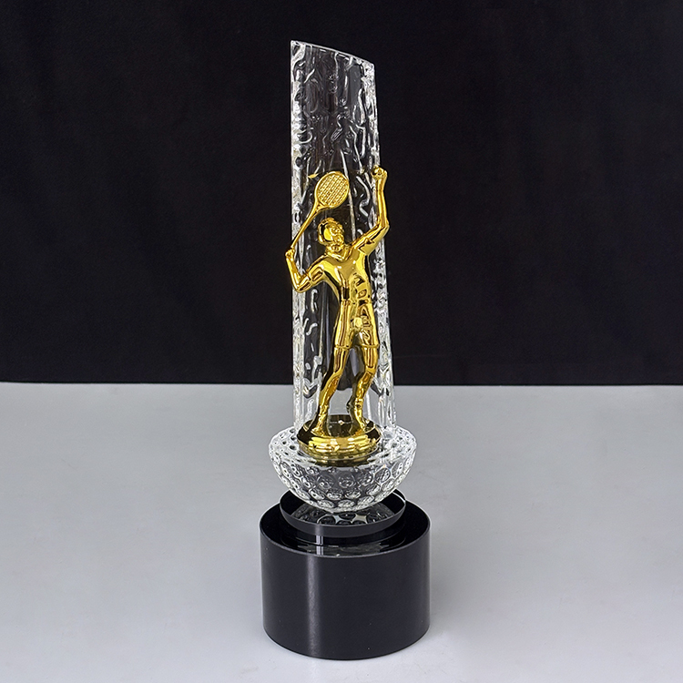8x26.5cm Gold Silver Bronze Metal Tennis Player Crystal Tennis Trophy MH-LJ0634