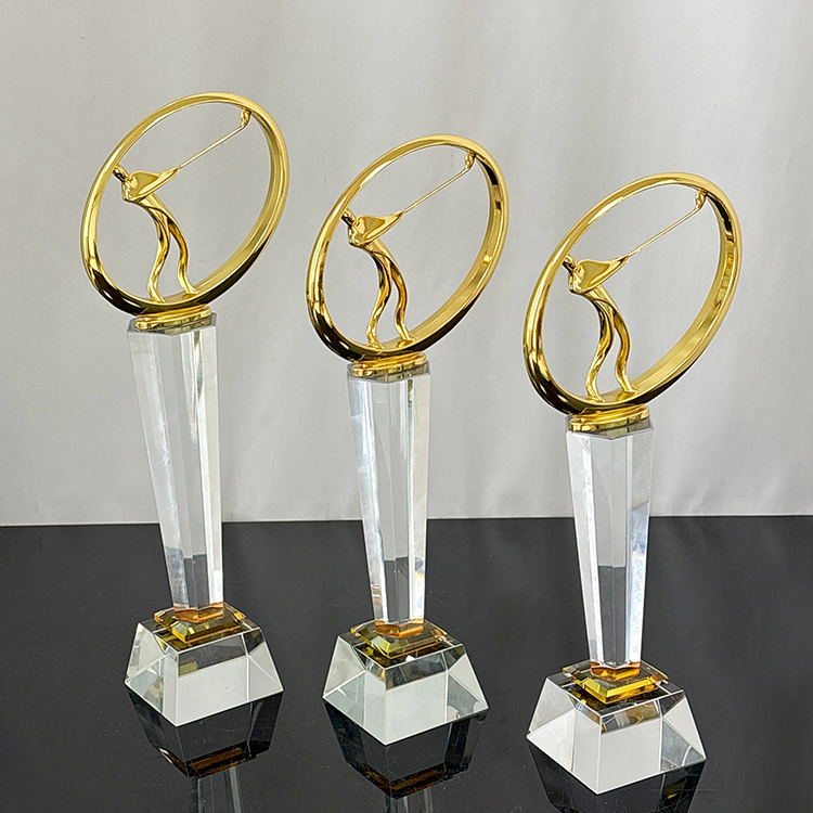 Gold Metal Golfer Crystal Golf Sports Trophy MH-LJ0615