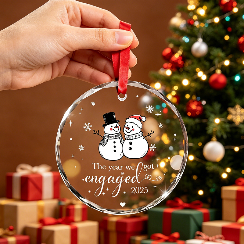 Premium Clear Crystal Glass Blank Charm UV Print Xmas Hanging Ornament for Home Holiday Decor