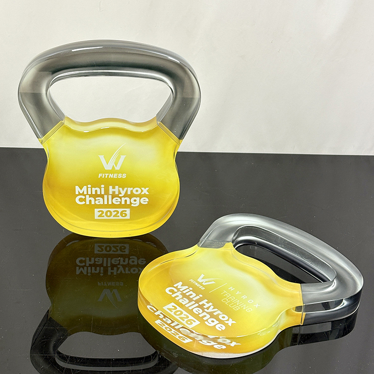 Personalized  Kettle Bell Custom Dumbbell Shape Crystal Award Trophies MH-LJ0714