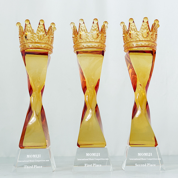Amber Crown Crystal Glass Awards Trophy MH-LJ0627