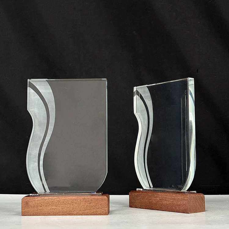 Blank Rectangle Crystal Trophy with Wooden Base MH-LJ0719