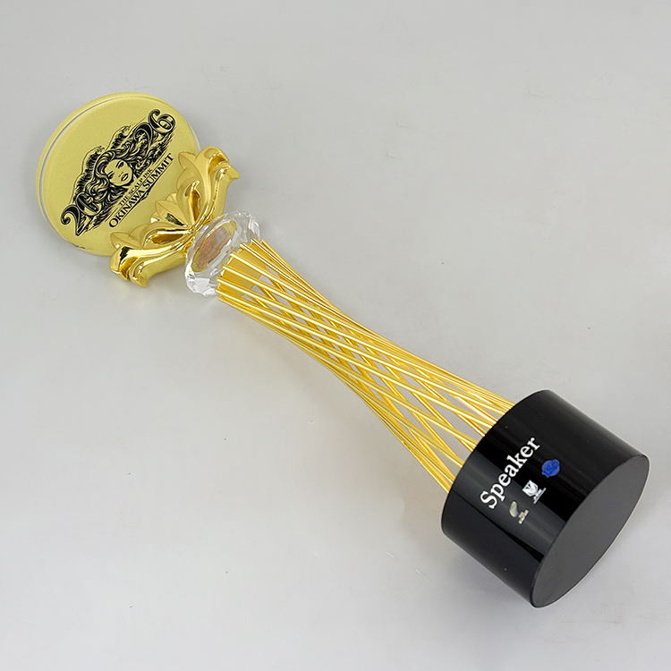 Gold Metal with Round Crystal Trophy Awards MH-LJ0654