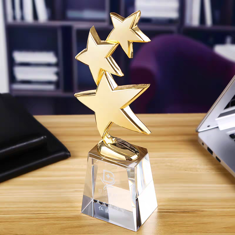 Wholesale Creative Crystal Star Trophy Bulk Buy Sandblasted Custom Logo Dance Sports Award