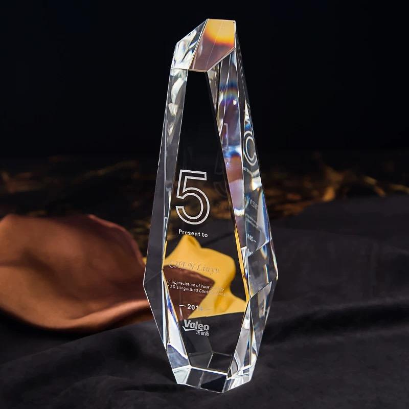 Personalized Hexagon Shape Crystal Glass Awards