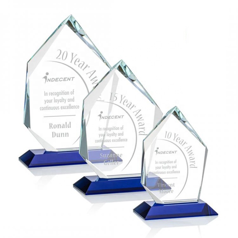 Newest Customized Professional Crystal Glass Award Crystal Trophy Plaque for Engraving