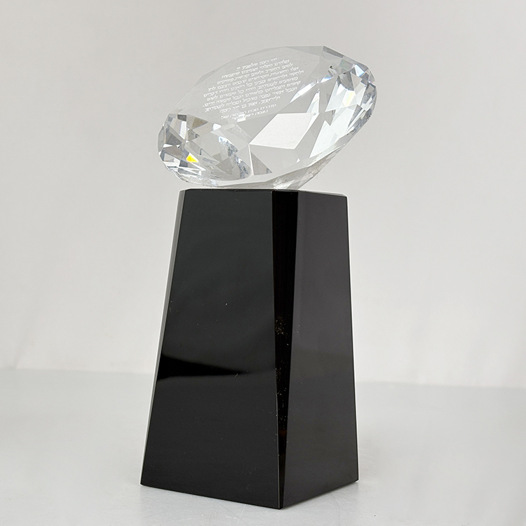 Clear Glass Diamond Crystal Award Trophy with Black Base MH-LJ0687