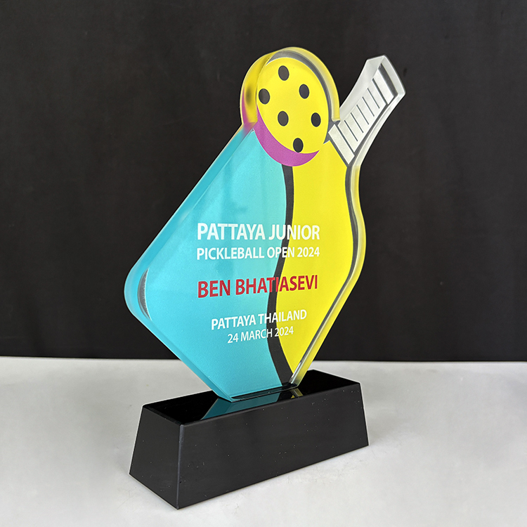 Full Color Printing Glass Crystal Pickleball Sports Trophy MH-LJ0722