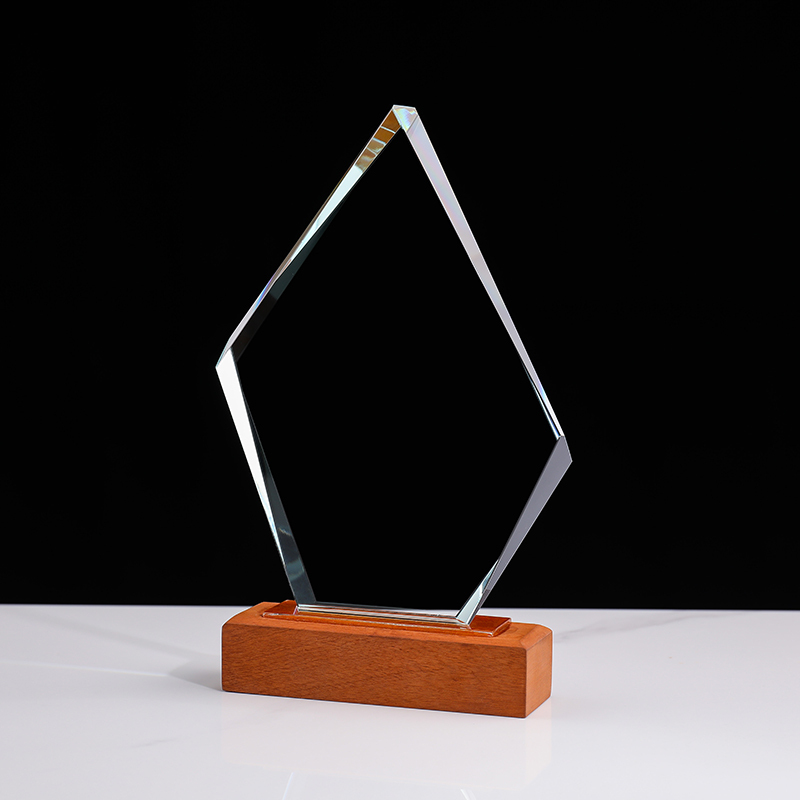 Manufacturing Wooden Trophy K9 Blank Crystal Glass Cheap Awards Personalized for Winners Souvenirs