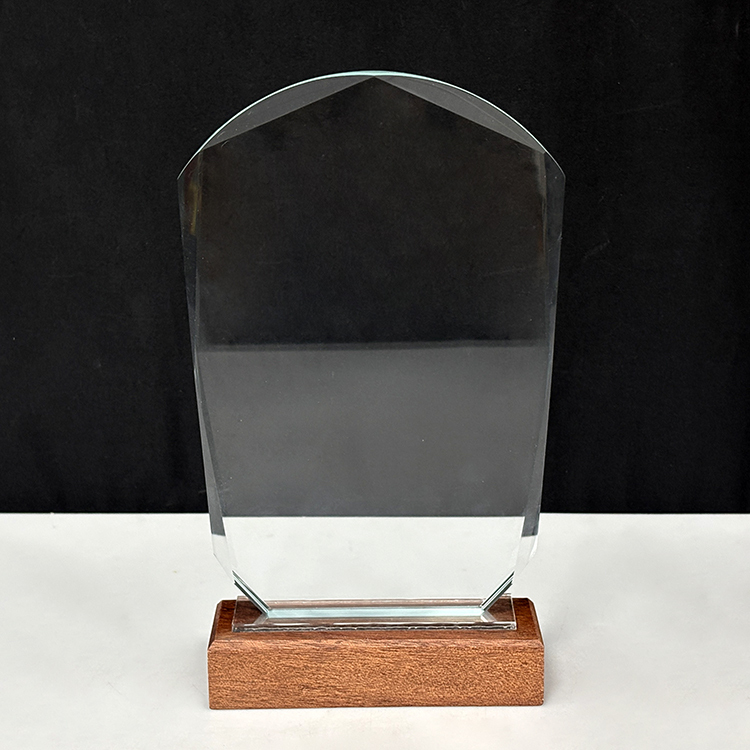 Blank Plaque Crystal Trophy with Wooden Base  MH-LJ0730