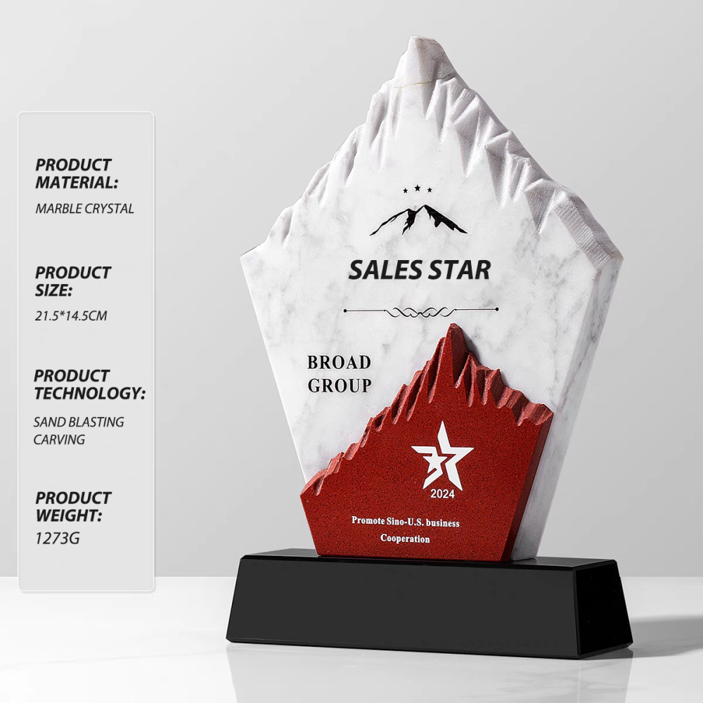 Customized Personalized High-end Modern Minimalist Style Blank Marble Crystal Trophy