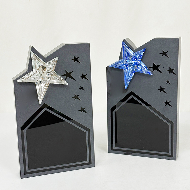 Black Crystal with Blue Mirror Star Crystal Trophy Awards MH-MJ0737