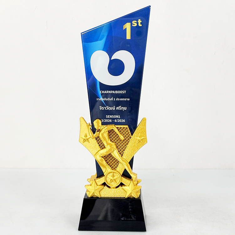 2025 New Design 3D Print Gold Silver Bronze Running Race Sports Crystal Glass Awards Trophy MH-LJ0699